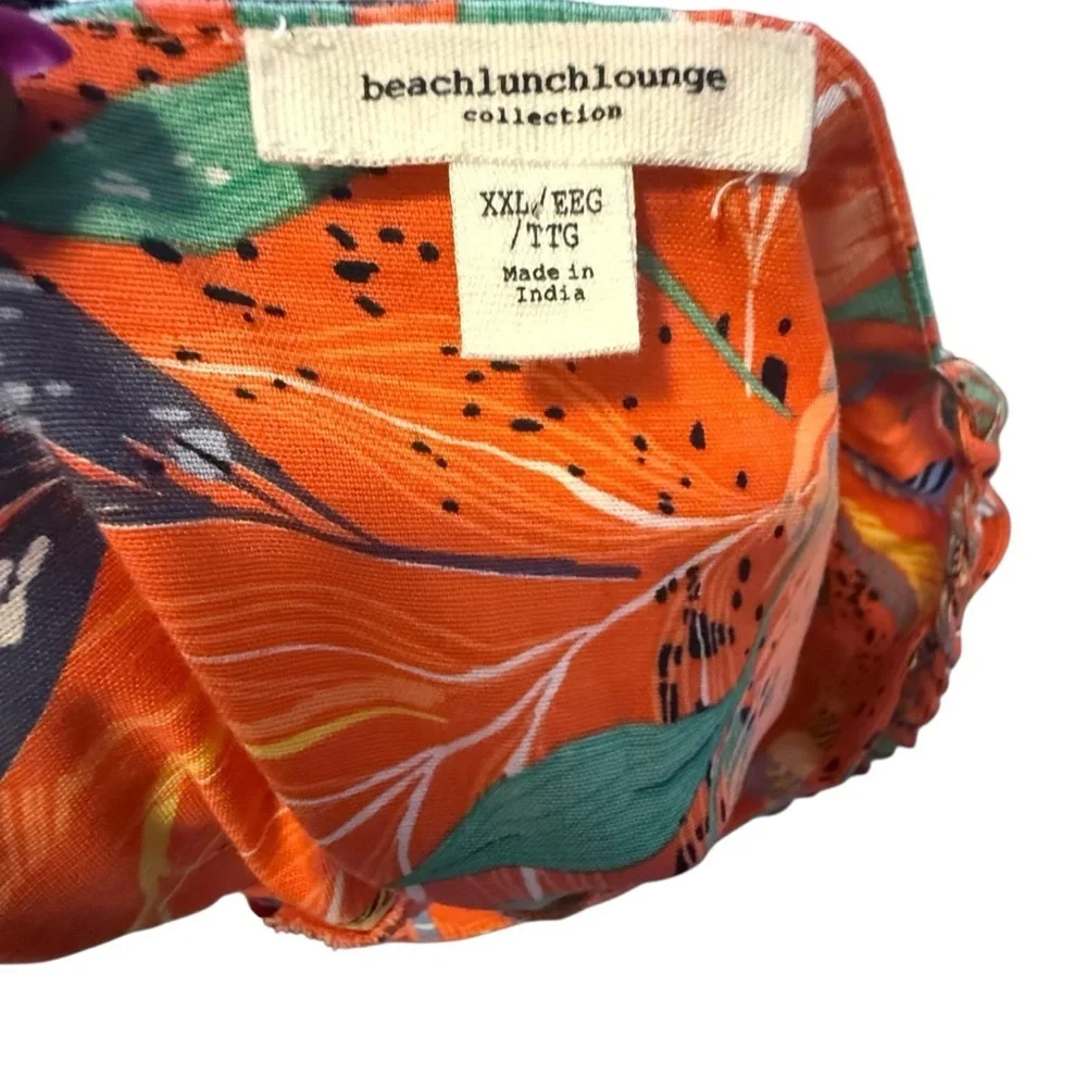 BEACHLUNCHLOUNGE Tropical Print Braided Strap Button Front Knee Length Dress XXL - Picture 3 of 6